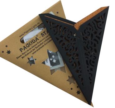 Baby Kala Black / Copperglitter - Foldable glowing Paperstar with 5 points, 40 cm